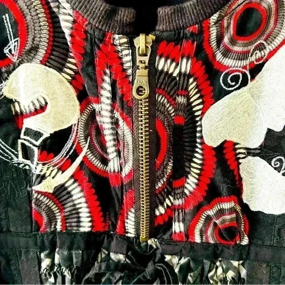 DESIGUAL EURO 36 WOMENS BLACK UNIQUE COLOR PATTERN ARTSY‎ BOHO COTTON DRESS - Picture 5 of 16